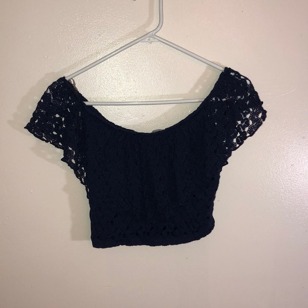 navy blue laced crop top